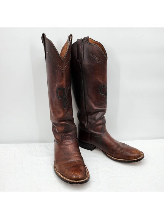 Vintage Rios of Mercedes Brown Leather Cowboy Boots Men’s Size 10 D USA Made image_4ab37375-b2bb-484a-8087-  main image 3